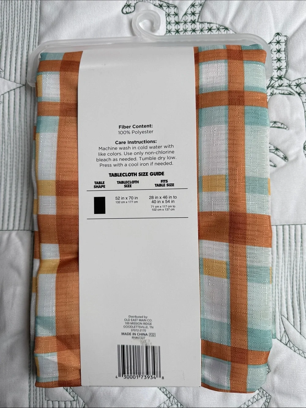 Perfect Harvest Fall Plaid Fabric Tablecloth-52x70 New